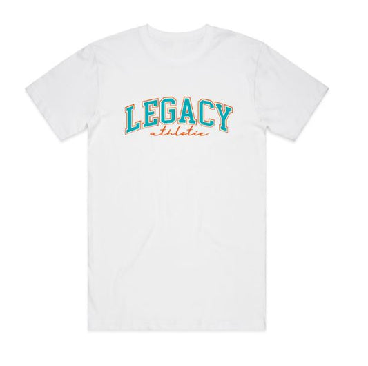 COLLEGE TEE MIAMI DOLPHINS INSPIRED on WHITE