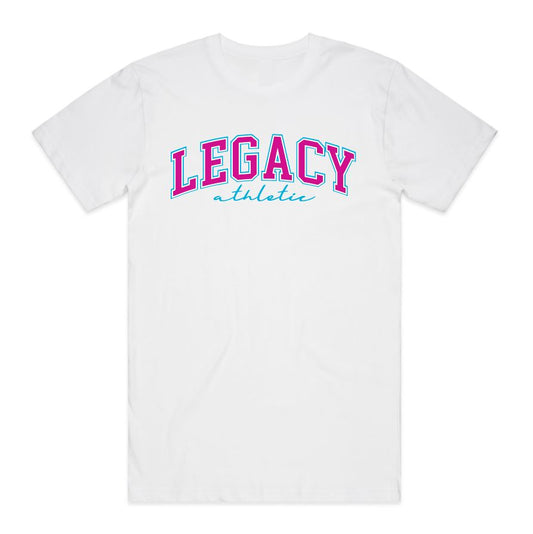 COLLEGE TEE MIAMI VICE INSPIRED on WHITE