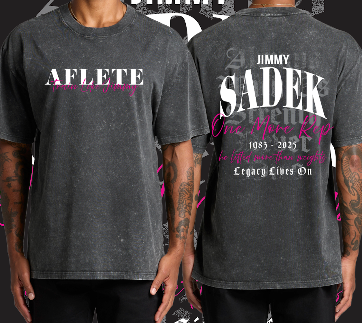 AFLETE 'TRAIN LIKE JIMMY' - OVERSIZED BLACK STONE WASH TRIBUTE TEE