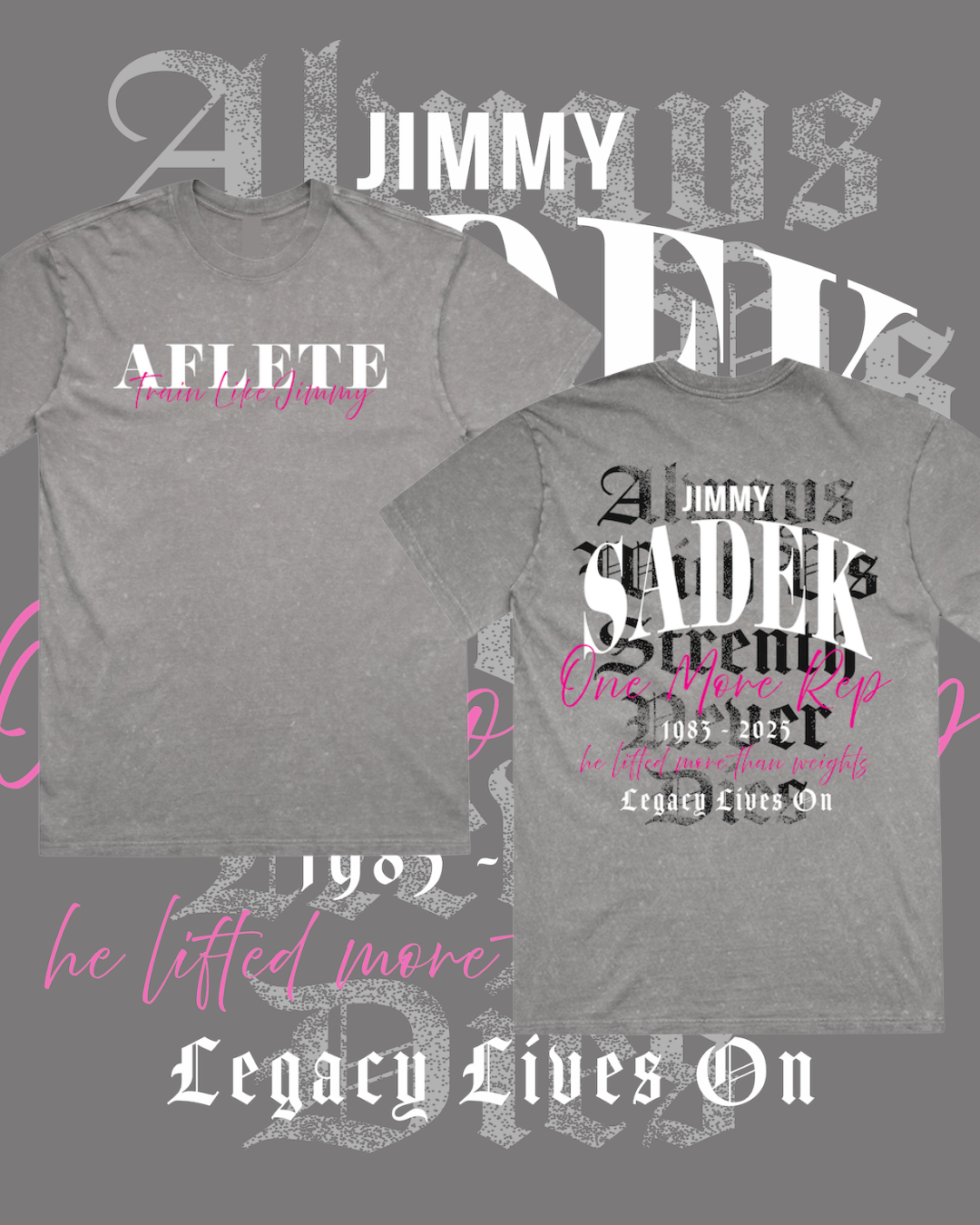 AFLETE 'TRAIN LIKE JIMMY' - OVERSIZED COAL STONE WASH TRIBUTE TEE