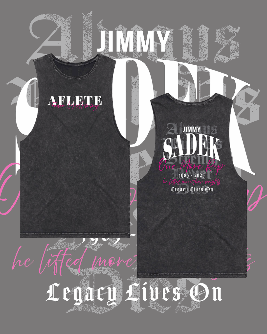 AFLETE 'TRAIN LIKE JIMMY' - BLACK STONE WASH CUT OFF