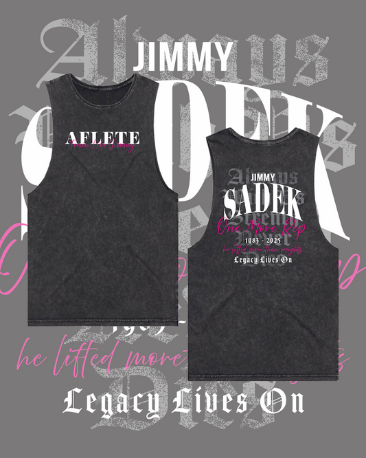 AFLETE 'TRAIN LIKE JIMMY' - BLACK STONE WASH CUT OFF